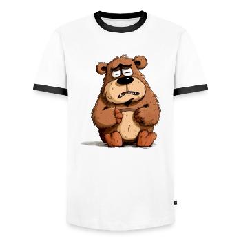Jacky, der mürrische Bär - Männer Kontrast-T-Shirt - Weiß/Schwarz - Vorne - AI Model Female 172 light (172cm) & AI Model Male 178 dark (178cm)