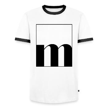 Letter alphabet m - Men's Ringer Shirt - white/black - Front - AI Model Female 172 light (172cm) & AI Model Male 178 dark (178cm)