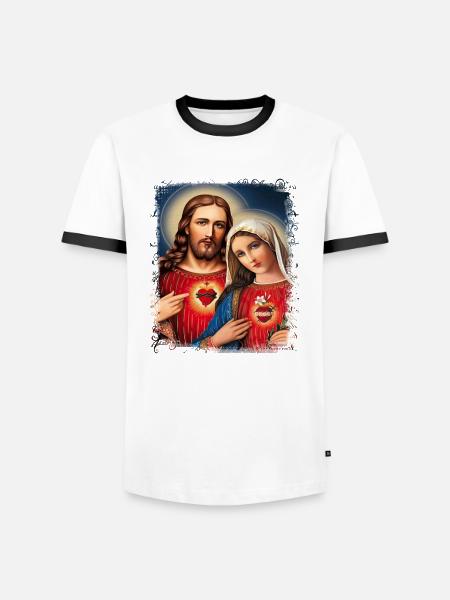 Hulst Maria Maria Madonna Mariana Maagd Maria Heilige - Mannen contrastshirt - wit/zwart