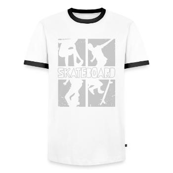 Skateboard - Männer Kontrast-T-Shirt - Weiß/Schwarz - Vorne - AI Model Female 172 light (172cm) & AI Model Male 178 dark (178cm)