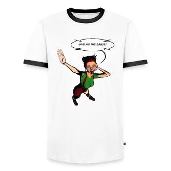 Donnez-moi la sauce - T-shirt contrasté Homme - blanc/noir - Devant - AI Model Female 172 light (172cm) & AI Model Male 178 dark (178cm)