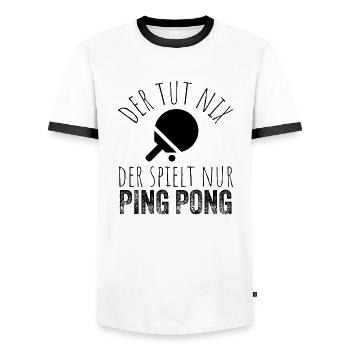 Der tut nix der spielt nur Ping Pong - Männer Kontrast-T-Shirt - Weiß/Schwarz - Vorne - AI Model Female 172 light (172cm) & AI Model Male 178 dark (178cm)