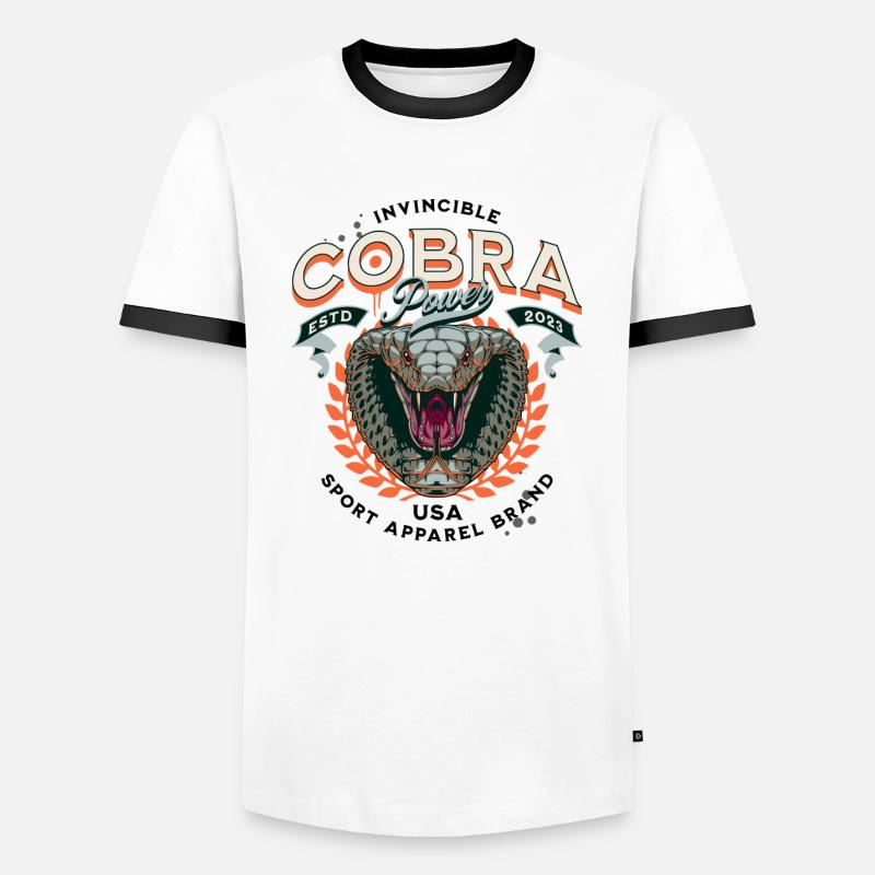 Die unbesiegbare Kobra - Männer Kontrast-T-Shirt - Weiß/Schwarz