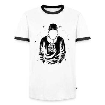 Sweat à capuche Anti Social Noir - T-shirt contrasté Homme - blanc/noir - Devant - AI Model Female 172 light (172cm) & AI Model Male 178 dark (178cm)