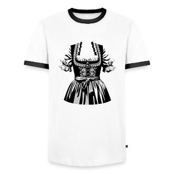Dirndl | Costume - T-shirt contrasté Homme - blanc/noir - Devant - AI Model Female 172 light (172cm) & AI Model Male 178 dark (178cm)