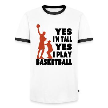 Yes I Am Tall I Play Basketball Funny Tall Player - Men's Ringer Shirt - white/black - Front - AI Model Female 172 light (172cm) & AI Model Male 178 dark (178cm)
