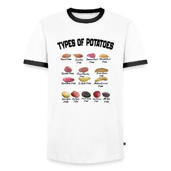 Potatoes list Potatoes types - T-shirt contrasté Homme - blanc/noir - Devant - AI Model Female 172 light (172cm) & AI Model Male 178 dark (178cm)
