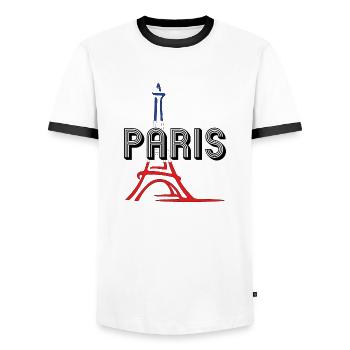 Paris ville lumière - T-shirt contrasté Homme - blanc/noir - Devant - AI Model Female 172 light (172cm) & AI Model Male 178 dark (178cm)