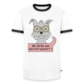 Mit Brille wär das nicht pasiert - Männer Kontrast-T-Shirt - Weiß/Schwarz - Vorne - AI Model Female 172 light (172cm) & AI Model Male 178 dark (178cm)