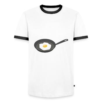 Spiegelei braten - Männer Kontrast-T-Shirt - Weiß/Schwarz - Vorne - AI Model Female 172 light (172cm) & AI Model Male 178 dark (178cm)