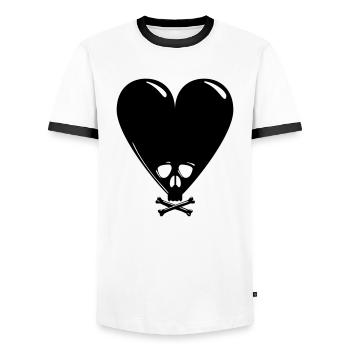 Noir Saint-Valentin - T-shirt contrasté Homme - blanc/noir - Devant - AI Model Female 172 light (172cm) & AI Model Male 178 dark (178cm)