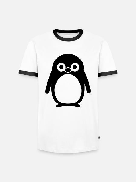 Pinguin - Männer Kontrast-T-Shirt - Weiß/Schwarz