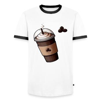 Coffee Cup - T-shirt contrasté Homme - blanc/noir - Devant - AI Model Female 172 light (172cm) & AI Model Male 178 dark (178cm)