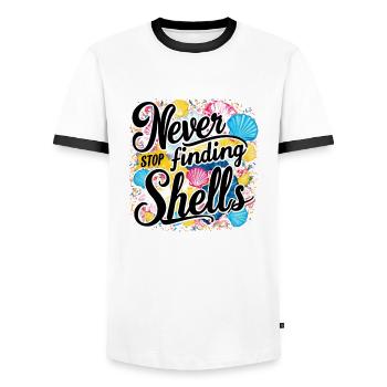 Never Stop Finding Shells Design - Men's Ringer Shirt - white/black - Front - AI Model Female 172 light (172cm) & AI Model Male 178 dark (178cm)
