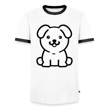 Dog - Men's Ringer Shirt - white/black - Front - AI Model Female 172 light (172cm) & AI Model Male 178 dark (178cm)