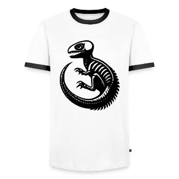 Dinosaurier-Fossil - Männer Kontrast-T-Shirt - Weiß/Schwarz - Vorne - AI Model Female 172 light (172cm) & AI Model Male 178 dark (178cm)