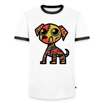 Hund Halloween Symbol Zombie - Männer Kontrast-T-Shirt - Weiß/Schwarz - Vorne - AI Model Female 172 light (172cm) & AI Model Male 178 dark (178cm)