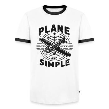 Plane and Simple - Men's Ringer Shirt - white/black - Front - AI Model Female 172 light (172cm) & AI Model Male 178 dark (178cm)