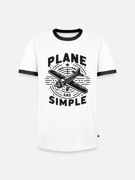 Plane and Simple - Men's Ringer Shirt - white/black