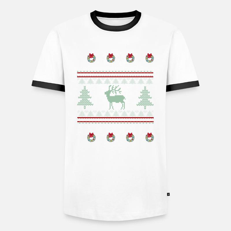 Retro Christmas Pattern - Men's Ringer Shirt - white/black