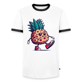 Zu Fuß Ananas - Männer Kontrast-T-Shirt - Weiß/Schwarz - Vorne - AI Model Female 172 light (172cm) & AI Model Male 178 dark (178cm)