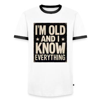 Je suis VIEUX et JE SAIS TOUT papy drôle - T-shirt contrasté Homme - blanc/noir - Devant - AI Model Female 172 light (172cm) & AI Model Male 178 dark (178cm)