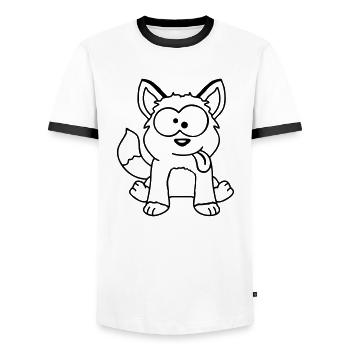 chien renard drôle grimace plisser la langue - T-shirt contrasté Homme - blanc/noir - Devant - AI Model Female 172 light (172cm) & AI Model Male 178 dark (178cm)