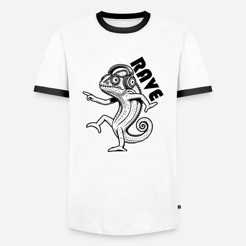 Dancing Chameleon - Rave Design - Men's Ringer Shirt - white/black