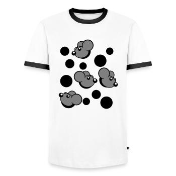 Beaucoup de souris regardant 4 trous de souris motif de trou mural - T-shirt contrasté Homme - blanc/noir - Devant - AI Model Female 172 light (172cm) & AI Model Male 178 dark (178cm)