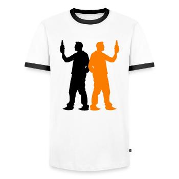 Junggesellenabschied Crew Gruppe - Männer Kontrast-T-Shirt - Weiß/Schwarz - Vorne - AI Model Female 172 light (172cm) & AI Model Male 178 dark (178cm)