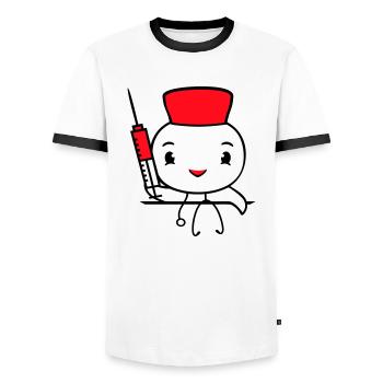 Ente Krankenschwester Arzt Spritze Krankenhaus süß - Männer Kontrast-T-Shirt - Weiß/Schwarz - Vorne - AI Model Female 172 light (172cm) & AI Model Male 178 dark (178cm)