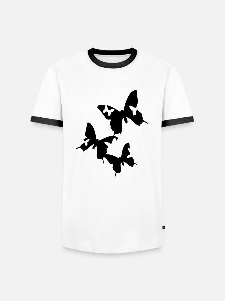 Butterflys - Männer Kontrast-T-Shirt - Weiß/Schwarz