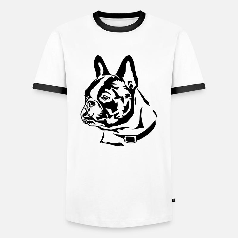french_bully_head_01 - Männer Kontrast-T-Shirt - Weiß/Schwarz