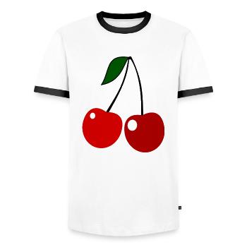 cerises cerises veggie légumes fruits21 - T-shirt contrasté Homme - blanc/noir - Devant - AI Model Female 172 light (172cm) & AI Model Male 178 dark (178cm)