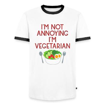 vegetarian vegan veggie salad salad1 - Men's Ringer Shirt - white/black - Front - AI Model Female 172 light (172cm) & AI Model Male 178 dark (178cm)