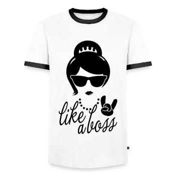 Like a i love strong hipster female boss woman mom - T-shirt contrasté Homme - blanc/noir - Devant - AI Model Female 172 light (172cm) & AI Model Male 178 dark (178cm)