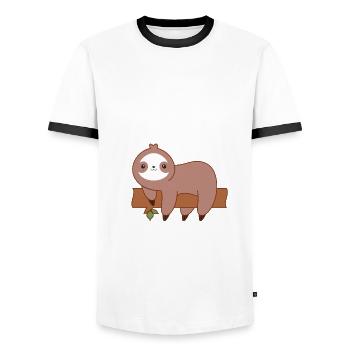 Easily Distracted By Sloths Sloth Kawaii - Men's Ringer Shirt - white/black - Front - AI Model Female 172 light (172cm) & AI Model Male 178 dark (178cm)