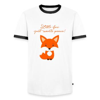 fuchs,friede, kleiner fuchs, illustration - Männer Kontrast-T-Shirt - Weiß/Schwarz - Vorne - AI Model Female 172 light (172cm) & AI Model Male 178 dark (178cm)