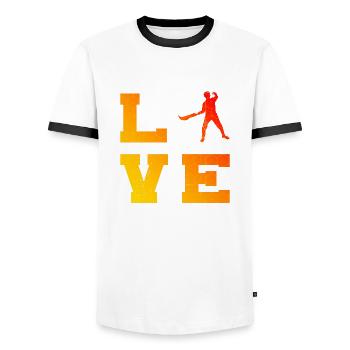 Men's Pelota Jai Alai Basque Pelota Women - Men's Ringer Shirt - white/black - Front - AI Model Female 172 light (172cm) & AI Model Male 178 dark (178cm)