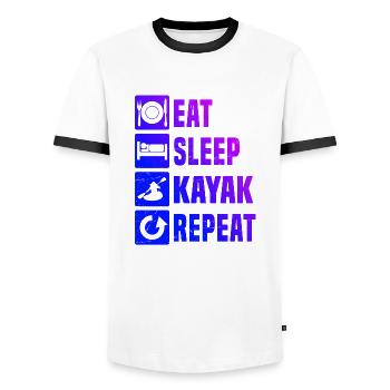 Canoë Kayak Femmes Kayak Hommes Kayak - T-shirt contrasté Homme - blanc/noir - Devant - AI Model Female 172 light (172cm) & AI Model Male 178 dark (178cm)