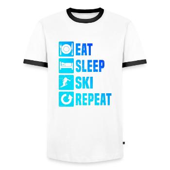 Skifahrer Skifahren Damen Freestyle Skifahrer - Männer Kontrast-T-Shirt - Weiß/Schwarz - Vorne - AI Model Female 172 light (172cm) & AI Model Male 178 dark (178cm)