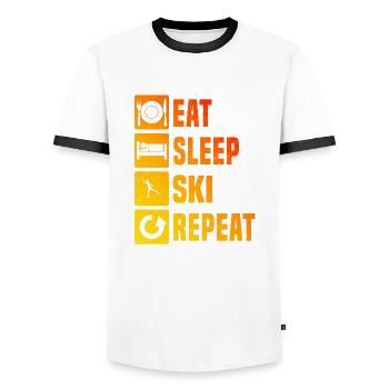 Ski de fond Classique Femmes Ski de fond Patinage Ski de fond - T-shirt contrasté Homme - blanc/noir - Devant - AI Model Female 172 light (172cm) & AI Model Male 178 dark (178cm)