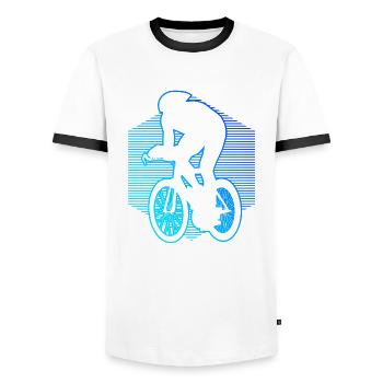 Courses de vélo de route cyclisme cyclistes de course hommes - T-shirt contrasté Homme - blanc/noir - Devant - AI Model Female 172 light (172cm) & AI Model Male 178 dark (178cm)