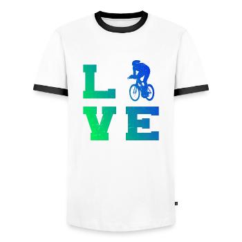 Cycliste de course Vélo de course Course de vélo de route Cyclisme - T-shirt contrasté Homme - blanc/noir - Devant - AI Model Female 172 light (172cm) & AI Model Male 178 dark (178cm)