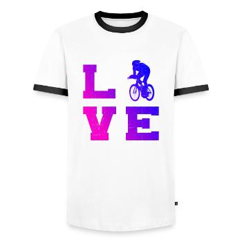 Vélo de route pour femmes Vélo de course Cyclisme sur route pour hommes - T-shirt contrasté Homme - blanc/noir - Devant - AI Model Female 172 light (172cm) & AI Model Male 178 dark (178cm)