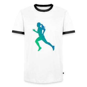 Cross Country Running Running Jogging Men - Men's Ringer Shirt - white/black - Front - AI Model Female 172 light (172cm) & AI Model Male 178 dark (178cm)