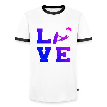Kitesurf kitesurf kitesurf kitesurfer kite - T-shirt contrasté Homme - blanc/noir - Devant - AI Model Female 172 light (172cm) & AI Model Male 178 dark (178cm)