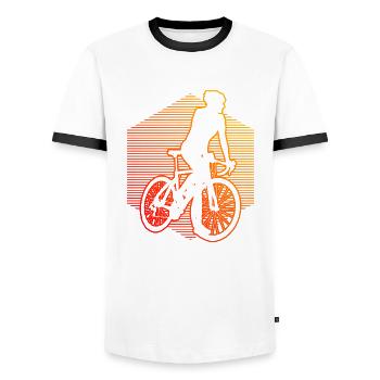 Roadbike Road Cycling Road Cyclist Road Bike - Men's Ringer Shirt - white/black - Front - AI Model Female 172 light (172cm) & AI Model Male 178 dark (178cm)