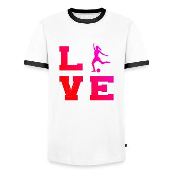 Women's Football Matches Football Players - Men's Ringer Shirt - white/black - Front - AI Model Female 172 light (172cm) & AI Model Male 178 dark (178cm)