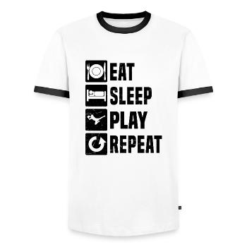 Footballeur Footballeur Footballeur - T-shirt contrasté Homme - blanc/noir - Devant - AI Model Female 172 light (172cm) & AI Model Male 178 dark (178cm)